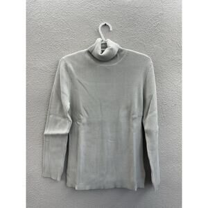 Orvis Womens Sweater Size Medium Dove Gray Ribbed Turtleneck Pullover